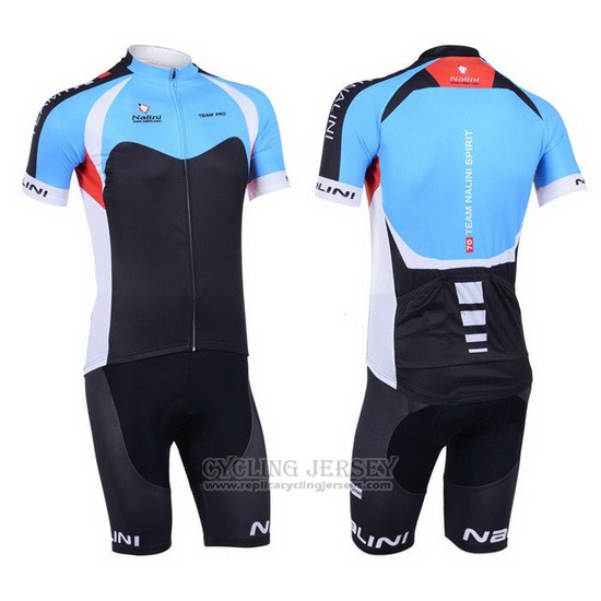 2013 Cycling Jersey Nalini Black and Sky Bluee Short Sleeve and Bib Short