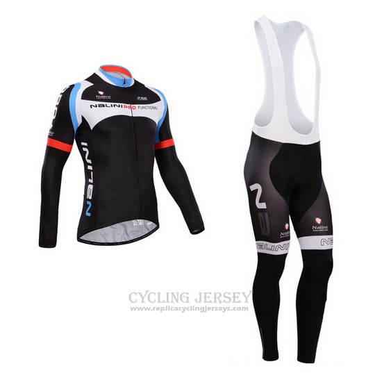 2014 Cycling Jersey Nalini Black Long Sleeve and Bib Tight