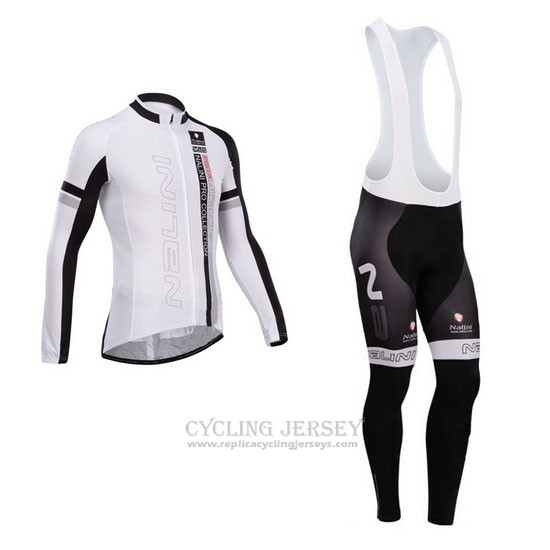 2014 Cycling Jersey Nalini Black and Red Long Sleeve and Bib Tight