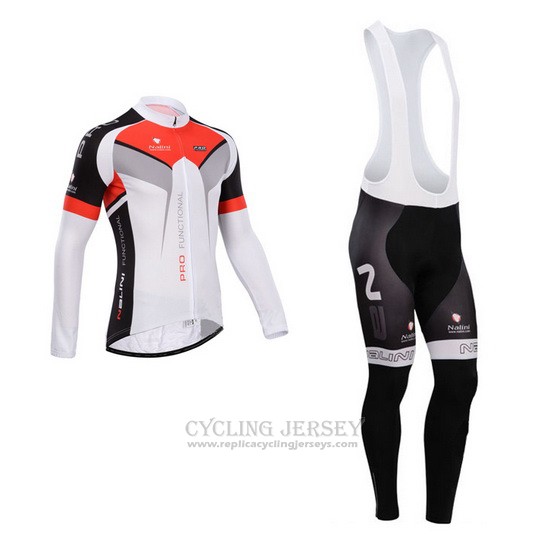2014 Cycling Jersey Nalini Black and White Long Sleeve and Bib Tight