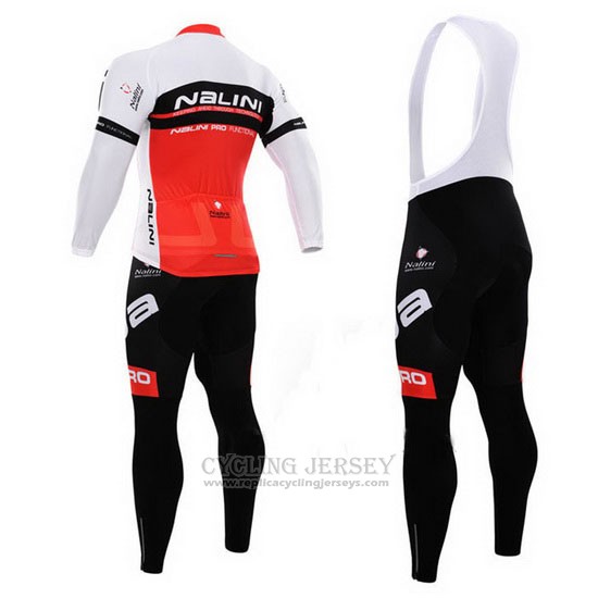 2015 Cycling Jersey Nalini Red and White Long Sleeve and Bib Tight