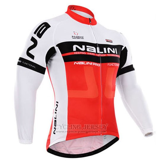 2015 Cycling Jersey Nalini Red and White Long Sleeve and Bib Tight
