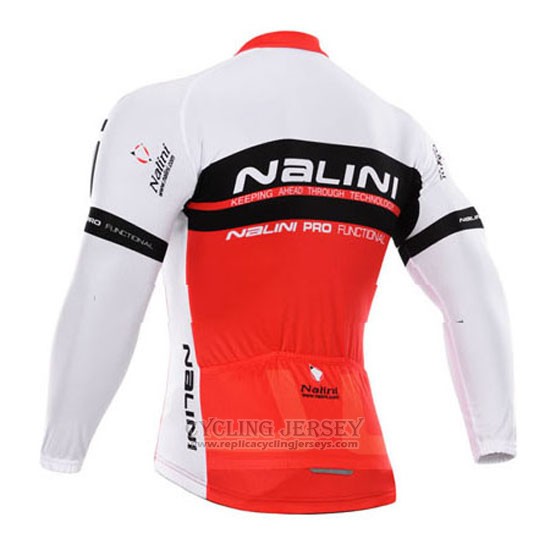 2015 Cycling Jersey Nalini Red and White Long Sleeve and Bib Tight
