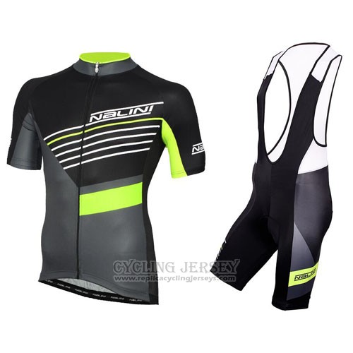 2016 Cycling Jersey Nalini Black and Green Short Sleeve and Bib Short