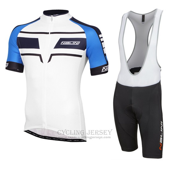 2016 Cycling Jersey Nalini Bluee and White Short Sleeve and Bib Short