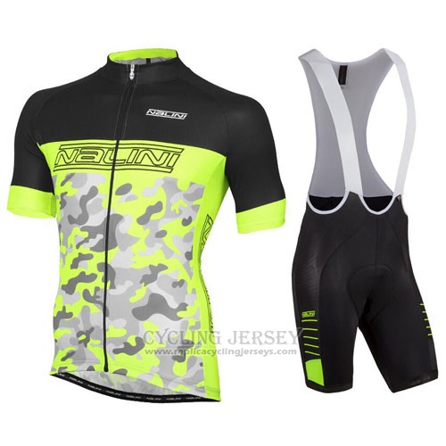 2016 Cycling Jersey Nalini Green and Black Short Sleeve and Bib Short