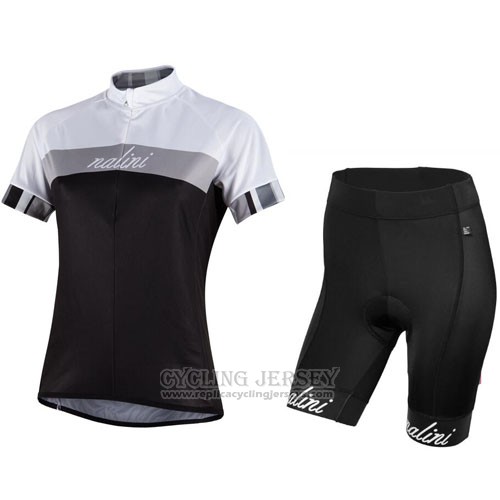 2016 Cycling Jersey Nalini Silver and Black Short Sleeve and Bib Short