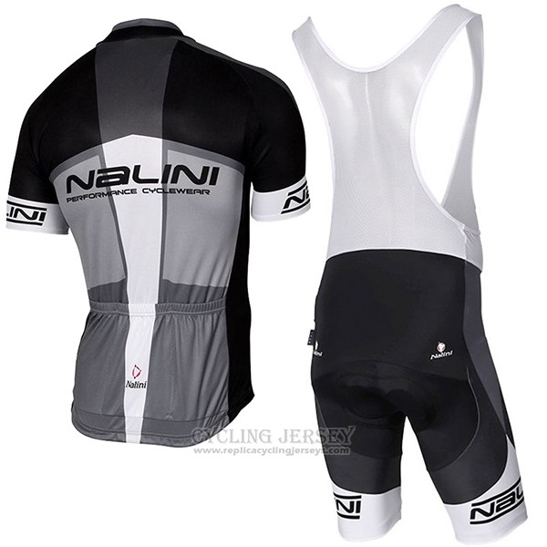 2017 Cycling Jersey Nalini Artico Gray and Black Short Sleeve and Bib Short