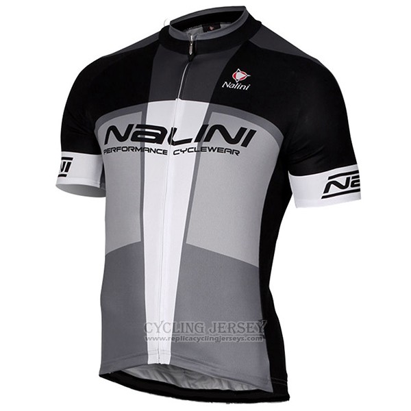 2017 Cycling Jersey Nalini Artico Gray and Black Short Sleeve and Bib Short