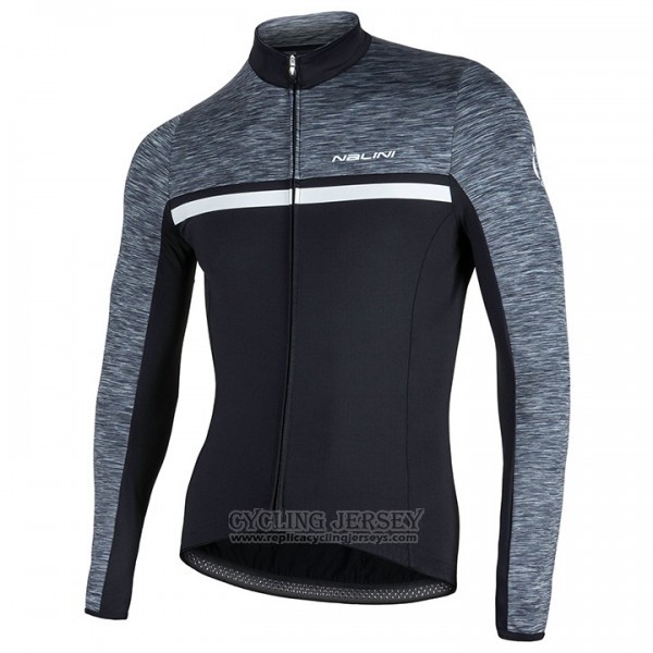 2017 Cycling Jersey Nalini Black and Gray Long Sleeve and Bib Tight
