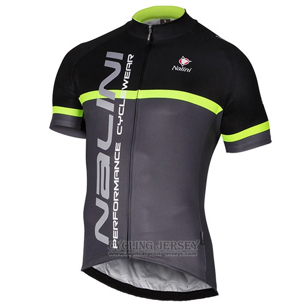 2017 Cycling Jersey Nalini Brivio Black and Gray Short Sleeve and Bib Short
