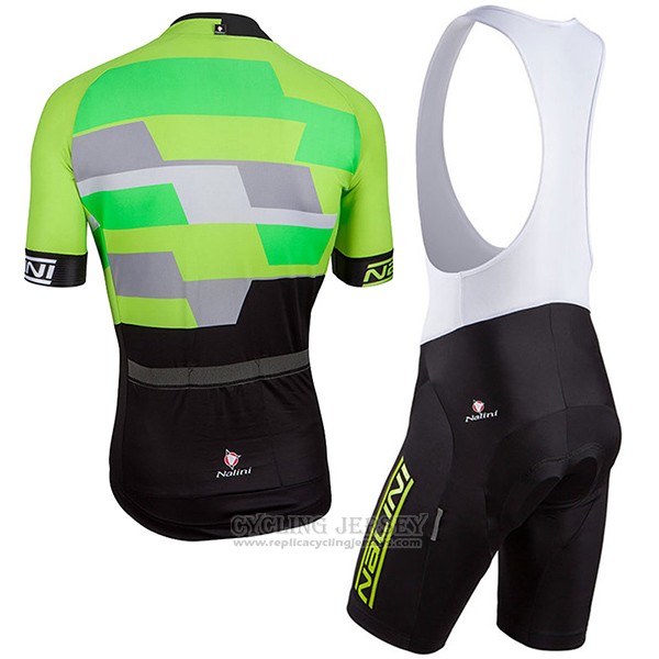2017 Cycling Jersey Nalini Cervino Green and Black Short Sleeve and Bib Short
