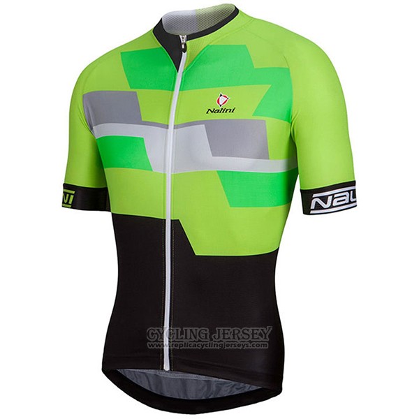 2017 Cycling Jersey Nalini Cervino Green and Black Short Sleeve and Bib Short