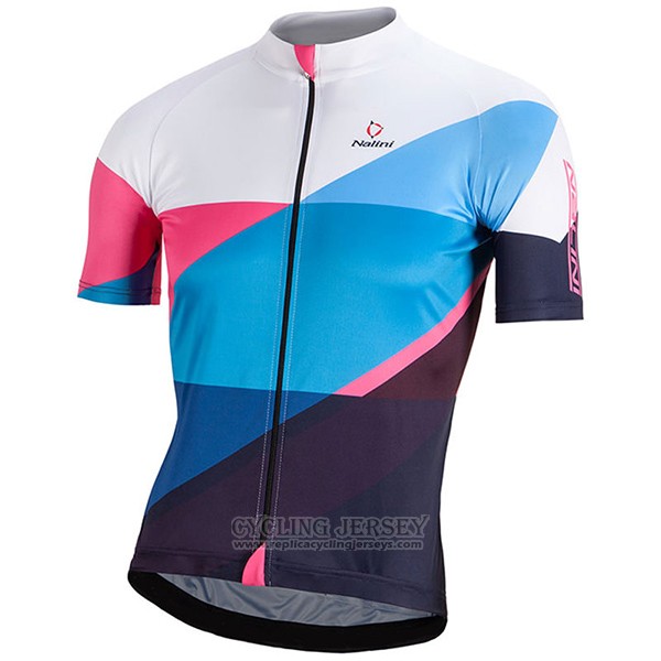 2017 Cycling Jersey Nalini Champion Bluee and White Short Sleeve and Bib Short