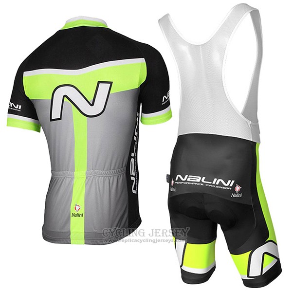 2017 Cycling Jersey Nalini Navision Green and Gray Short Sleeve and Bib Short