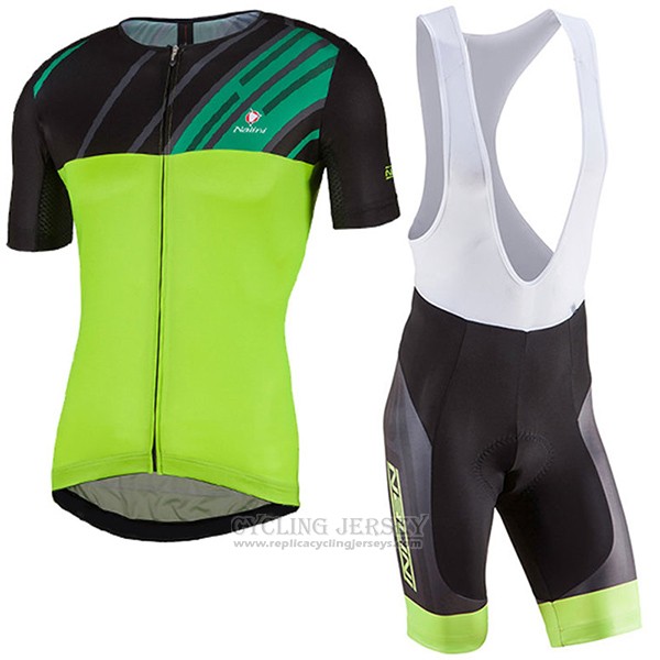 2017 Cycling Jersey Nalini Roma Black and Green Short Sleeve and Bib Short