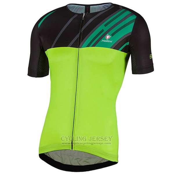 2017 Cycling Jersey Nalini Roma Black and Green Short Sleeve and Bib Short