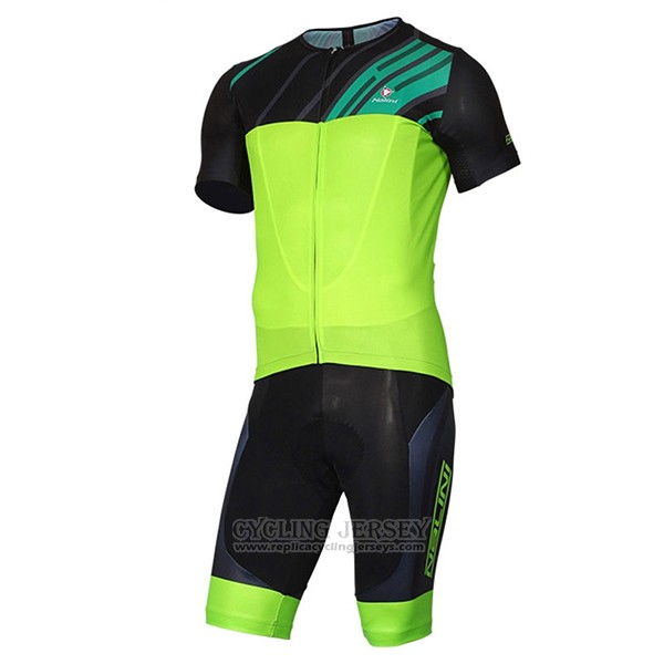 2017 Cycling Jersey Nalini Roma Black and Green Short Sleeve and Bib Short