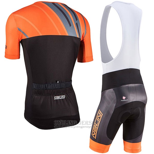 2017 Cycling Jersey Nalini Roma Black and Orange Short Sleeve and Bib Short