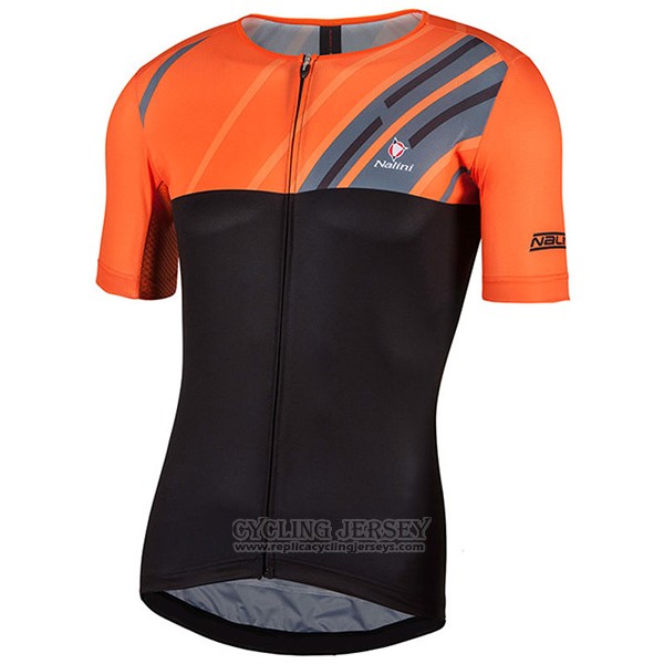 2017 Cycling Jersey Nalini Roma Black and Orange Short Sleeve and Bib Short