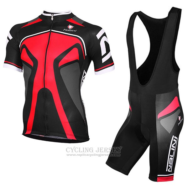 2017 Cycling Jersey Nalini Salorno Black and Red Short Sleeve and Bib Short