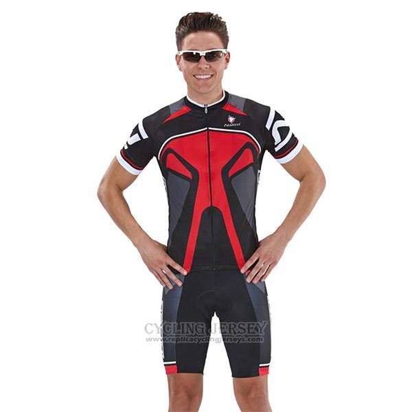 2017 Cycling Jersey Nalini Salorno Black and Red Short Sleeve and Bib Short
