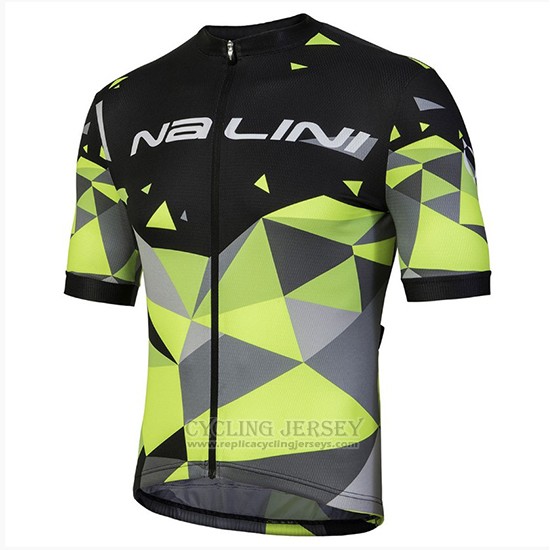 2018 Cycling Jersey Nalini Ahs Discesa Black and Green Short Sleeve and Bib Short