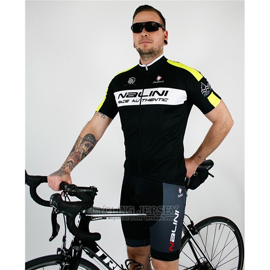 2019 Cycling Jersey Nalini Black Yellow Short Sleeve and Overalls