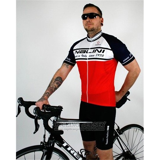 2019 Cycling Jersey Nalini White Red Black Short Sleeve and Overalls
