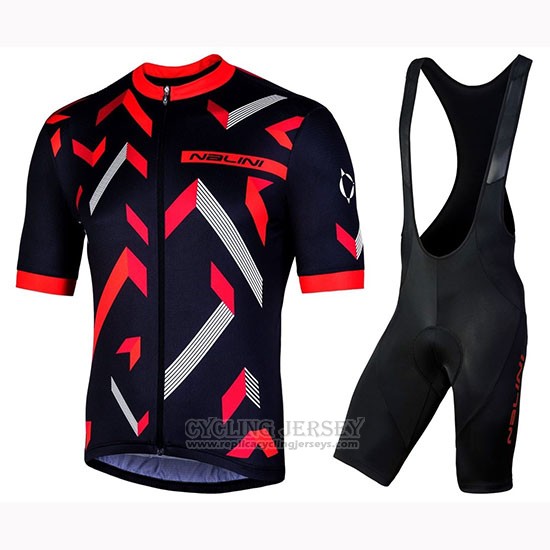 2019 Cycling Jersey Nalini Descesa 2.0 Black Red Short Sleeve and Bib Short