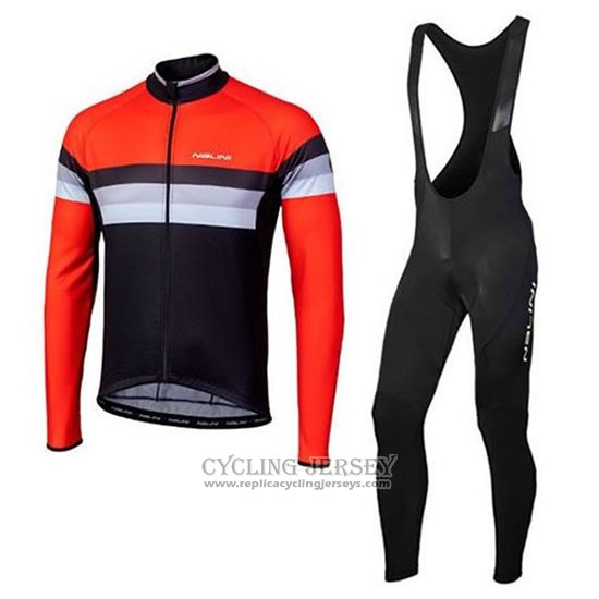 2020 Cycling Jersey Nalini Black Orange Long Sleeve And Bib Tight