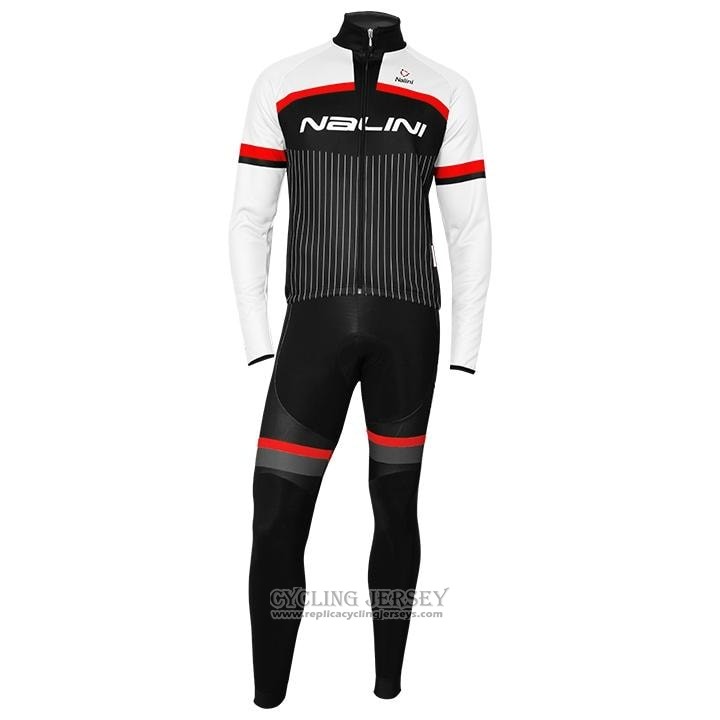 2020 Cycling Jersey Nalini Black White Red Long Sleeve And Bib Tight(1)