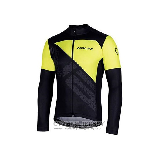 2020 Cycling Jersey Nalini Black Yellow Long Sleeve And Bib Tight
