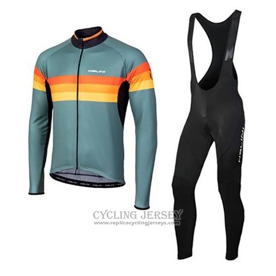 2020 Cycling Jersey Nalini Green Orange Long Sleeve And Bib Tight