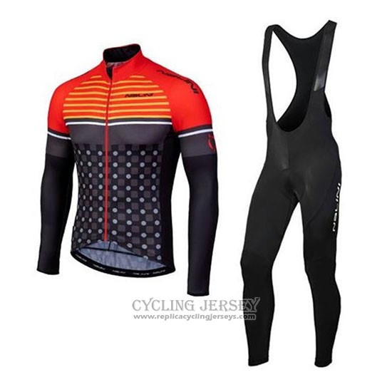 2020 Cycling Jersey Nalini Orange Black Long Sleeve And Bib Tight