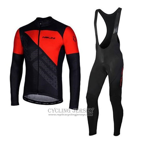 2020 Cycling Jersey Nalini Red Black Long Sleeve And Bib Tight