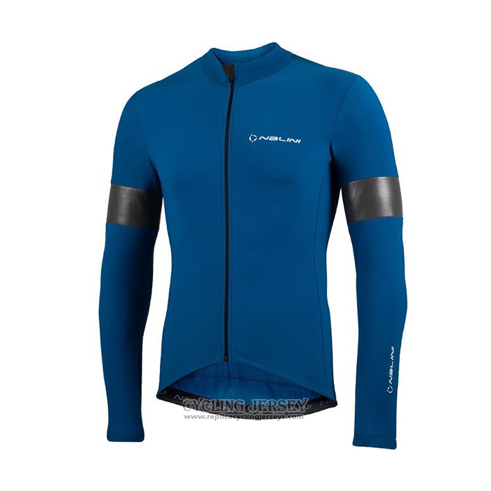 2021 Cycling Jersey Nalini Blue Long Sleeve And Bib Tight QXF21-0052