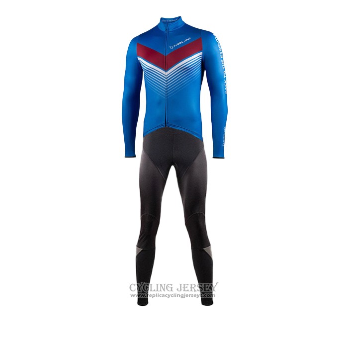 2021 Cycling Jersey Nalini Blue Long Sleeve And Bib Tight QXF21-0055