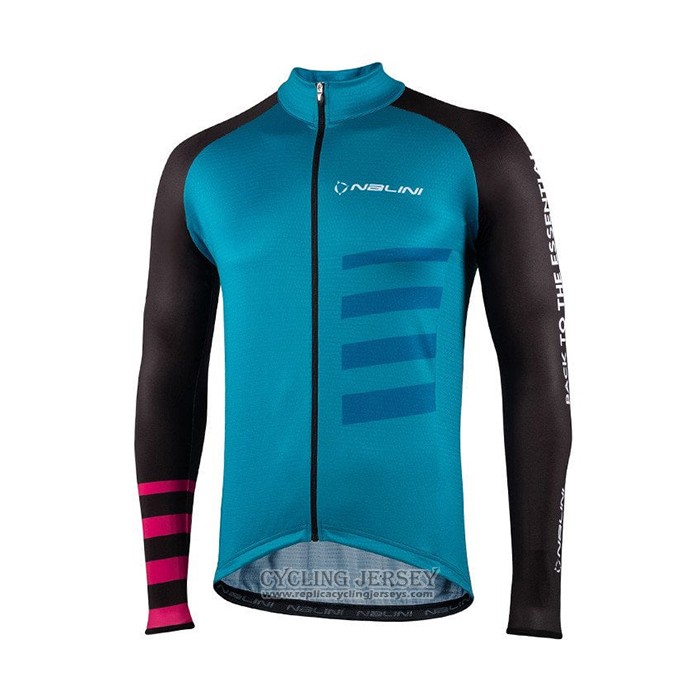 2021 Cycling Jersey Nalini Blue Long Sleeve And Bib Tight QXF21-0057