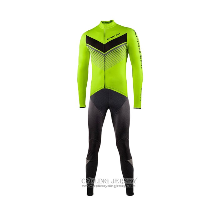 2021 Cycling Jersey Nalini Green Long Sleeve And Bib Tight QXF21-0053