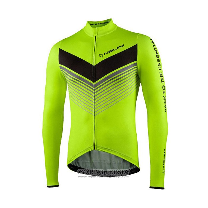 2021 Cycling Jersey Nalini Green Long Sleeve And Bib Tight QXF21-0053