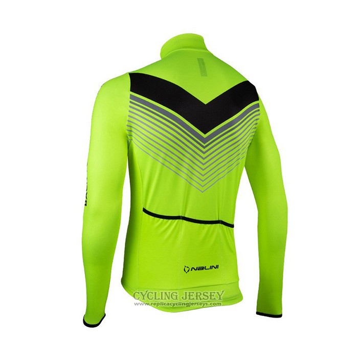 2021 Cycling Jersey Nalini Green Long Sleeve And Bib Tight QXF21-0053