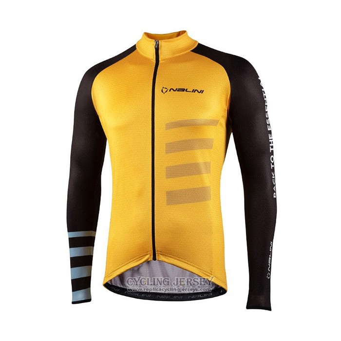 2021 Cycling Jersey Nalini Yellow Long Sleeve And Bib Tight QXF21-0056