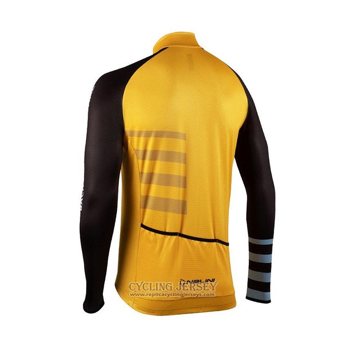 2021 Cycling Jersey Nalini Yellow Long Sleeve And Bib Tight QXF21-0056