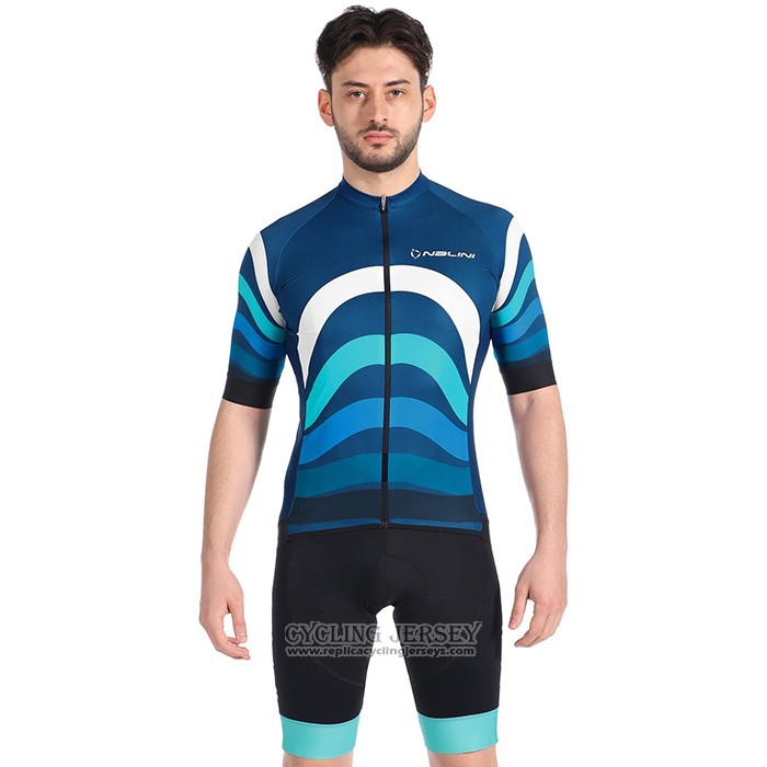 2022 Cycling Jersey Nalini Blue Short Sleeve And Bib Short