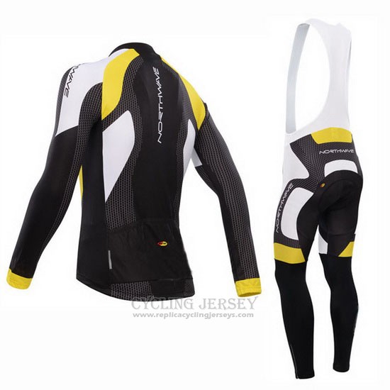 2015 Cycling Jersey Northwave Black and Yellow Long Sleeve and Bib Tight