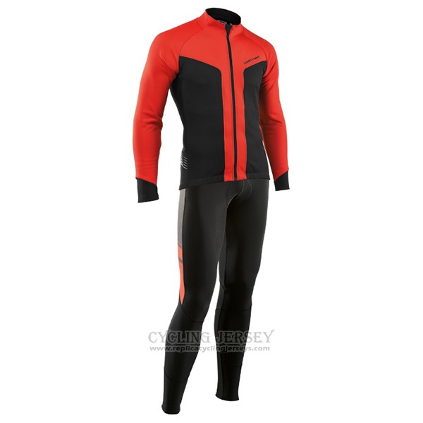 2017 Cycling Jersey Nalini Northwave Ml Red and Black Long Sleeve and Bib Tight