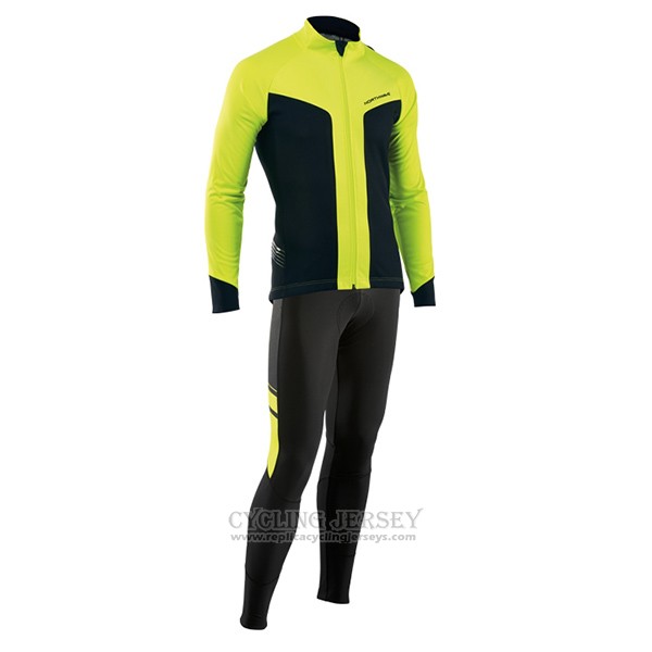 2017 Cycling Jersey Nalini Northwave Ml Yellow and Black Long Sleeve and Bib Tight