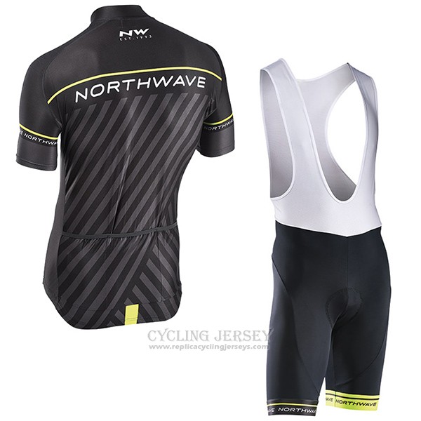 2017 Cycling Jersey Northwave Black and Green Short Sleeve and Bib Short
