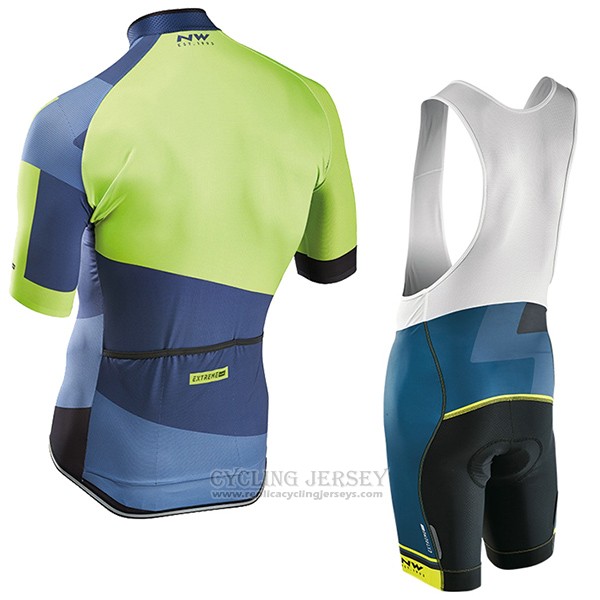 2017 Cycling Jersey Northwave Extreme Green and Blue Short Sleeve and Bib Short